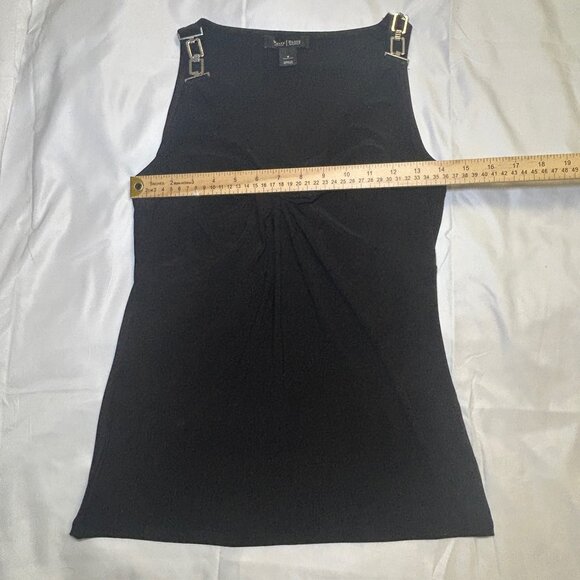 White House Black Market Tank Top Twist Knot Gold-Tone Buckle Sleeveless Black S - Picture 5 of 15